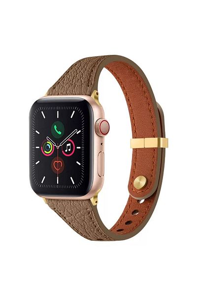 REDz Accessories Eternal Ultra-thin Strap, For Apple Watch, Leather Effect, Adjustable, Dark Brown - 38/40/41 Mm