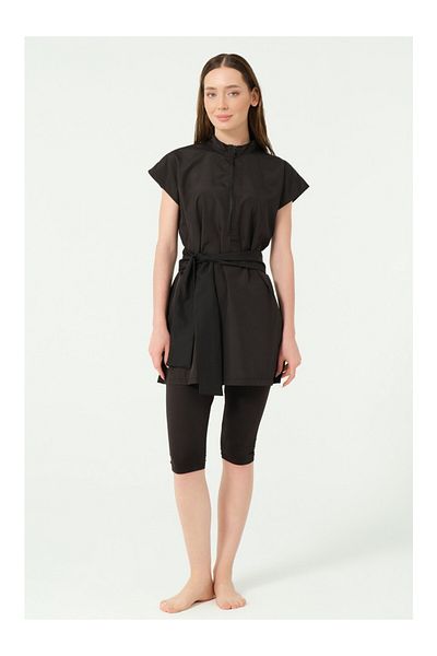 ALFASA Sports Sleeveless Sleeve Semi-Closed Swimsuit Black