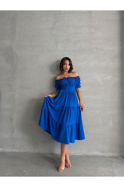 BEJNA Women's Gathered Collar Stretch Dress