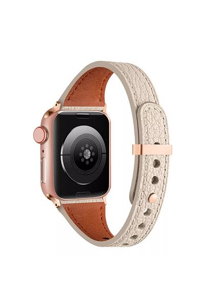 REDz Accessories Curea Eternal Ultra-Subțire, pentru Apple Watch, efect de piele, reglabilă, albă - 38/40/41 mm