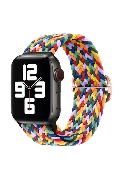 REDz Accessories Solo Loop Strap, Elastic, Apple Watch, Adjustable, Knitted Look, Textile, Rainbow - 44/45/46/49 Mm