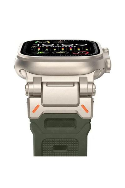 REDz Accessories Titan Strap, Sport, For Apple Watch, Adjustable, Silicone And Metal, Khaki - 44/45/46/49 Mm