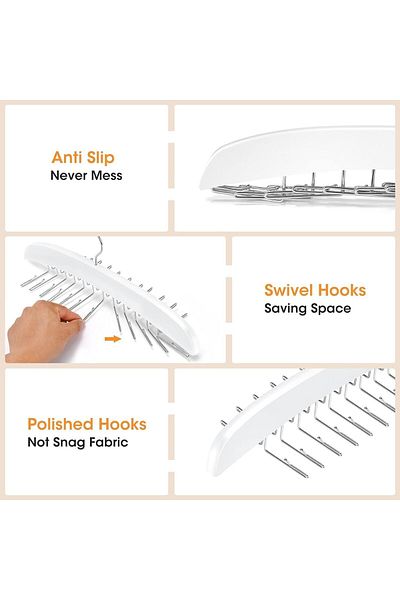 COOYA Foldable retractable underwear rack,durable and non-slip,24 metal hooks,suitable for wardrobe,white