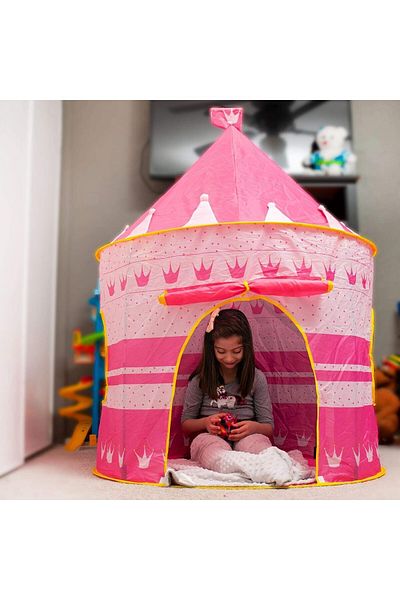 Yelajoy Kid Play Tent,Foldablewith Carry Bag,High-quality Polyester Material,Mesh Screen Windows,Pink Castle