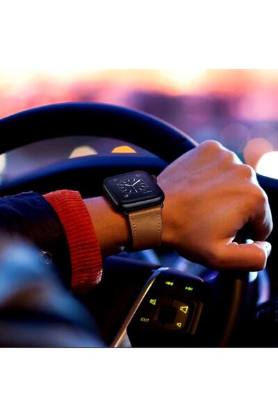 REDz Accessories Κλασικό λουράκι με charm, για Apple Watch, δερμάτινο εφέ, ρυθμιζόμενο, ανοιχτό καφέ - 44/45/46/49 mm