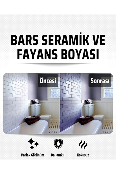 BARS Seramik & Fayans Boyası İç Mekan Zemin ve Duvar Dönüşüm Boyası 5 Kg