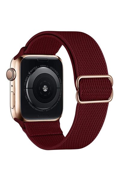 REDz Accessories Elastic Strap, Compatible with Apple Watch, Adjustable, Dark Red - 44/45/46/49 mm