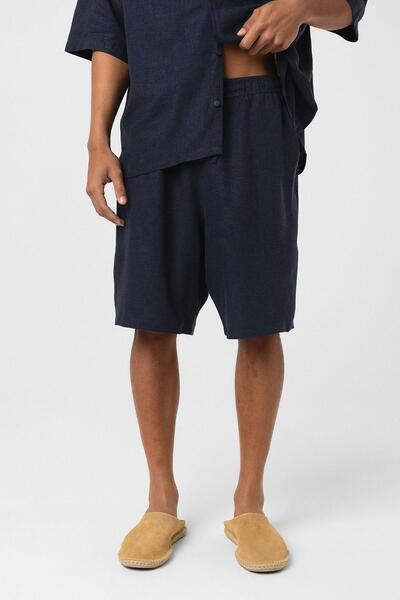 VAMOSCLO oversized Λινό σορτς Ναυτικό μπλε