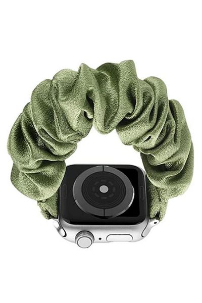 REDz Accessories Scrunchie Bracelet, Elastic, Compatible With Apple Watch, Fashion, Textile, Green - 44/45/46/49 Mm