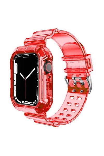 REDz Accessories 2 In 1 Strap With Case, For Apple Watch, Shockproof, Silicone, Red - Watch 42/44/45 Mm