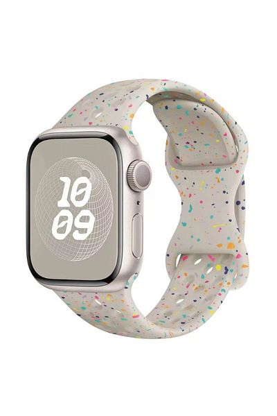 REDz Accessories Curea perforată cu picături colorate, Sport, pentru Apple Watch, silicon, Starlight - 38/40/41 mm