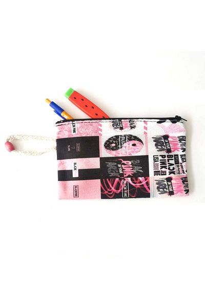 AlpCollection Blackpink Printed Cloth Pen Holder Zippered Wallet Makeup Bag