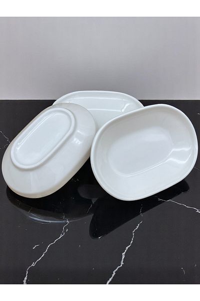 ALCE 3-Piece Ceramic Breakfast Sauce Bowl Snack Bowl Oval Royal