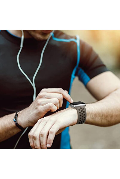 REDz Accessories Διάτρητο Αθλητικό Λουράκι, Apple Watch, Ρυθμιζόμενο, Ματ Σιλικόνη, Καφέ/Μαύρο - 44/45/46/49 mm, Μεσαίο