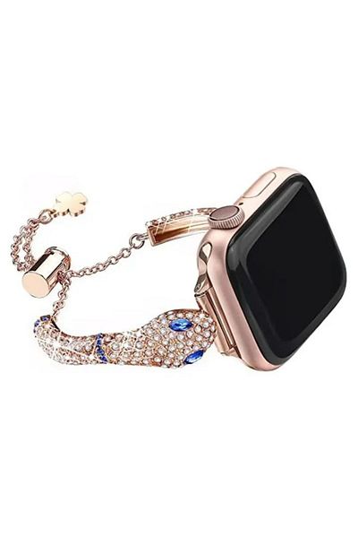 REDz Accessories Crystal Snake Strap For Apple Watch, Snake/rhinestones, Adjustable, Rose-gold - 38/40/41 Mm