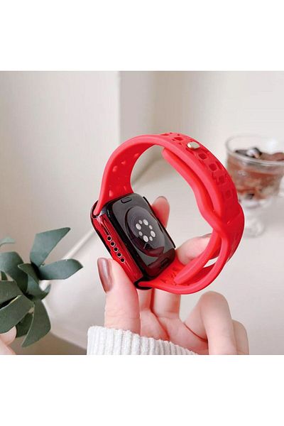 REDz Accessories Alphabet Strap, Letter Cutout, Compatible With Apple Watch, Adjustable, Silicone, Red - 38/40/41 Mm