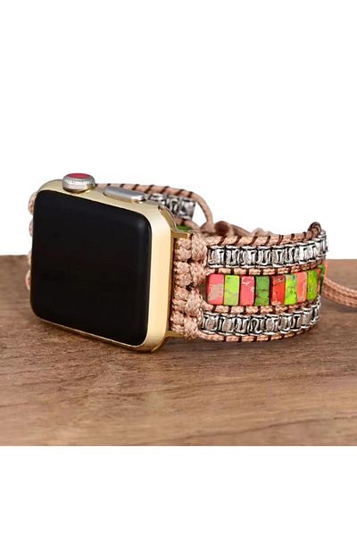 REDz Accessories Rustic Handmade Strap For Apple Watch, Vintage Design, Multicolor - 44/45/46/49 Mm