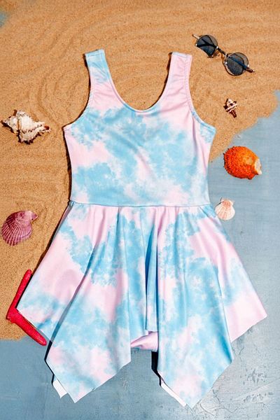 Minigimin Cicileri Costum de baie pentru fetiță cu modele Tie-Dye pentru fetița mea (3-7 ani) - Albastru