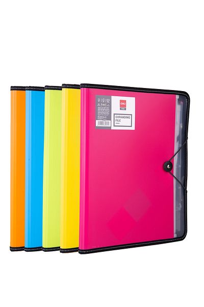 Deli Plastic Folder with 7 Compartments Assorted Colors Deli