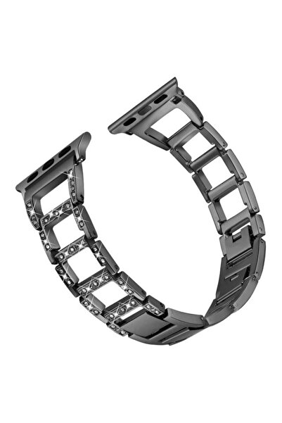 REDz Accessories Curea metalică pentru Apple Watch, Crystal Link, oțel inoxid...