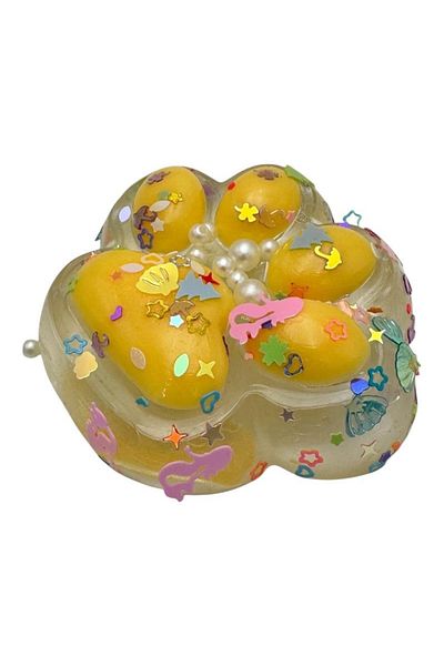 OEM Antistress Toy, Slow Rebound, Cat Paw Pattern, 100g, 8 x 7 cm, Transparent-Yellow