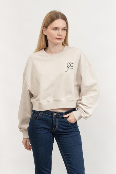 Calvin Klein SCRIPT INSTITUTIONAL CREWNECK Kadın Sweatshirt J20J224743-PDH