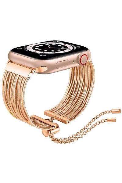 REDz Accessories Multi Link Bracelet For Apple Watch, Fashion Look, Metal Chains, Rose Gold - 44/45/46/49 Mm