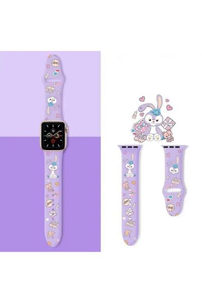 REDz Accessories Bunny Strap, For Apple Watch, Cartoon Print, Adjustable, Silicone, Lilac - 38/40/41 Mm, Medium