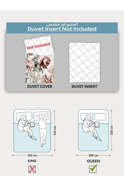 Donetella Printed Duvet Cover Set 6-Pcs – Queen Size 200x230 cm, Microfiber Fabric, No Filler Inside