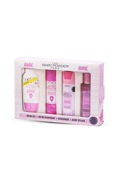 BABY POWDER AMK بيبي باودر مجموعة العناية الحساسة للنساء - 4 في 1