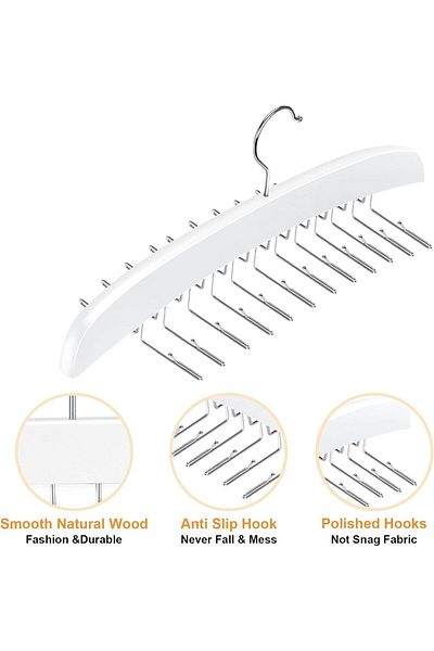 COOYA Foldable retractable underwear rack,durable and non-slip,24 metal hooks,suitable for wardrobe,white