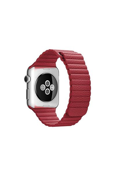 REDz Accessories Leather Strap, Compatible With Apple Watch, Leather Loop, Red - 38/40/41 Mm