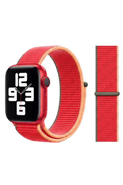REDz Accessories Sport Strap, Compatible with Apple Watch, Nylon with Hedgehog, Red - 38/40/41 mm