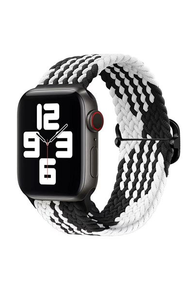 REDz Accessories Solo Loop Strap, Elastic, Apple Watch, Adjustable, Textile, Black/white - 38/40/41 Mm