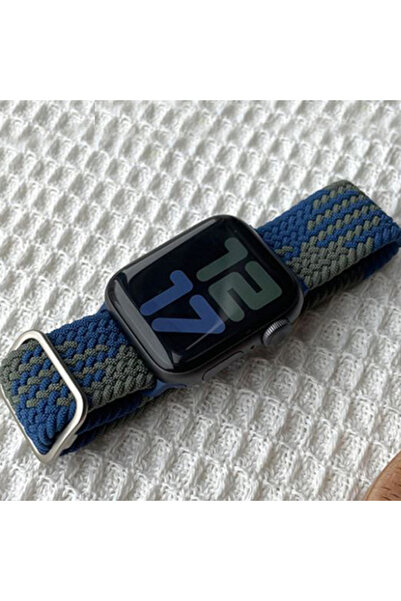 REDz Accessories Curea Solo Loop, elastică, Apple Watch, reglabilă, textilă, albastră/verde - 44/45/46/49 mm