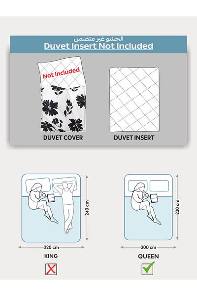 Donetella Printed Duvet Cover Set 6-Pcs – Queen Size 200x230 cm, Microfiber Fabric, No Filler Inside