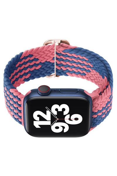 REDz Accessories Solo Loop Strap, Elastic, Apple Watch, Adjustable, Textile, Blue/pink - 38/40/41 Mm