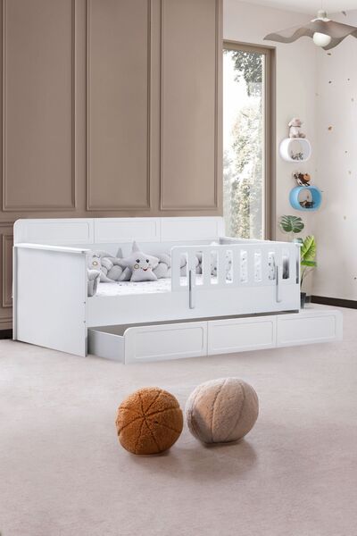 Setay Mira Çocuk Odası Takımı, Mira Yavrulu Karyola, Berlin 3 Kapaklı Dolap - Beyaz