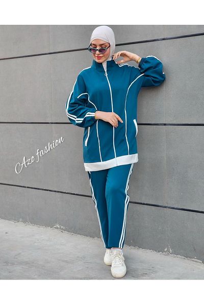 BURCU TESETTÜR Garnili Side Pocket Tracksuit Set