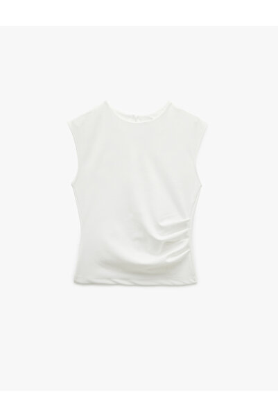 Koton Crepe Scuba Fabric Drape Detailed Sleeveless Crew Neck Tank Top