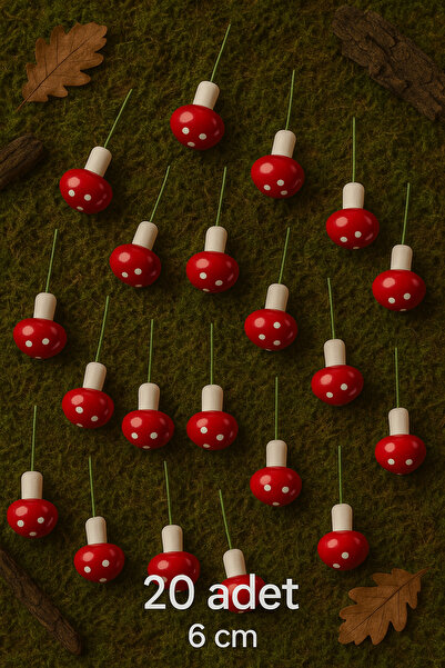 serap çiçekçilik Mantar Süsler Mini Köpük 20 Adet Yapay Telli 6 cm