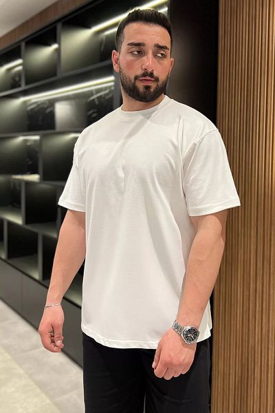 MİSHAR İTALİA Ανδρικό T-Shirt Cream Crew Neck