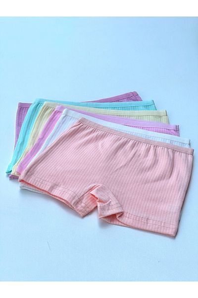 Katmirra 6-Piece Ribbed Pastel Color Girls Boxers - Dondeza & Tutku Underwear Authorized Dealer