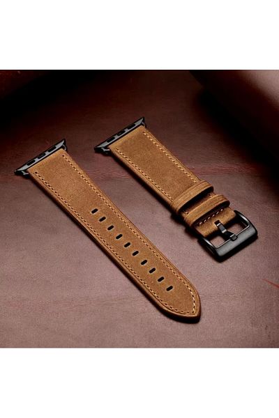 REDz Accessories Classic Charm Strap, For Apple Watch, Leather Effect, Adjustable, Light Brown - 44/45/46/49 Mm