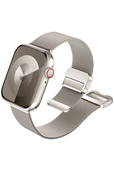 REDz Accessories Curea din material textil milanez, magnetică, pentru Apple Watch, prindere dublă, metalică, culoare stea - 44/45/46/49 mm