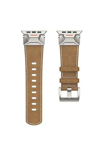 REDz Accessories Prestige Strap For Apple Watch, Leather Effect, Light Brown - 44/45/46/49 Mm