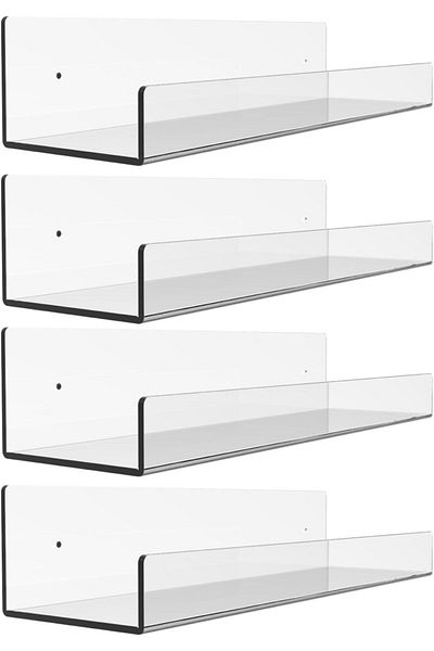 COOYA Wall-Mounted Transparent Shelves, 4-Pack, Acrylic, Durable, Easy to Install, Suitable for Bathroom