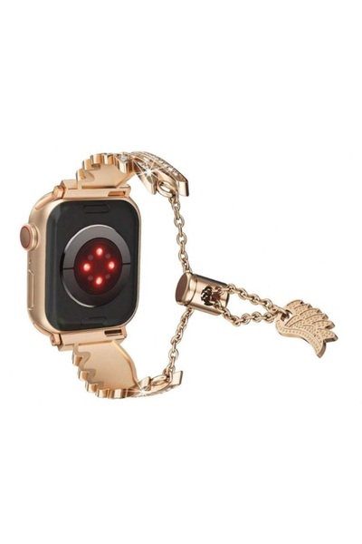 REDz Accessories Πολυτελές λουράκι για Apple Watch, μοντέλο με φτερά, ανοξείδωτο ατσάλι, ροζ χρυσό - 44/45/46/49 mm