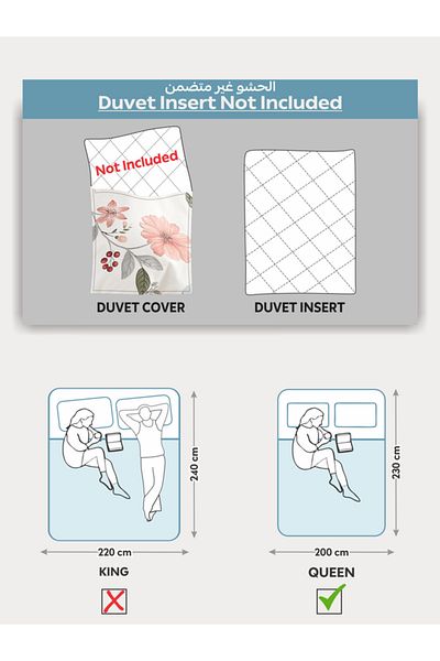 Donetella Printed Duvet Cover Set 6-Pcs – Queen Size 200x230 cm, Microfiber Fabric, No Filler Inside