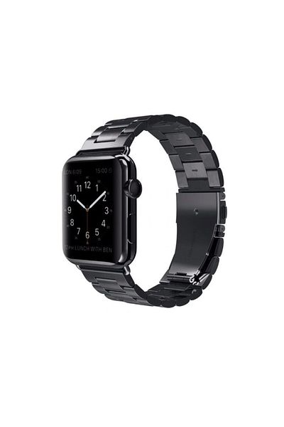 REDz Accessories Curea metalică pentru Apple Watch, oțel inoxidabil, neagră - 44/45/46/49 mm